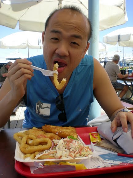 Perth-Sean eating Best Seafood Basket ever Perth-Sean eating Best Seafood Basket ever